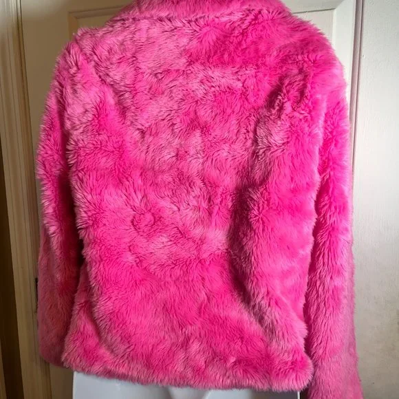 NWT Gorgeous Juicy Couture Faux Fur Hot Pink Coat XS - Picture 8 of 12
